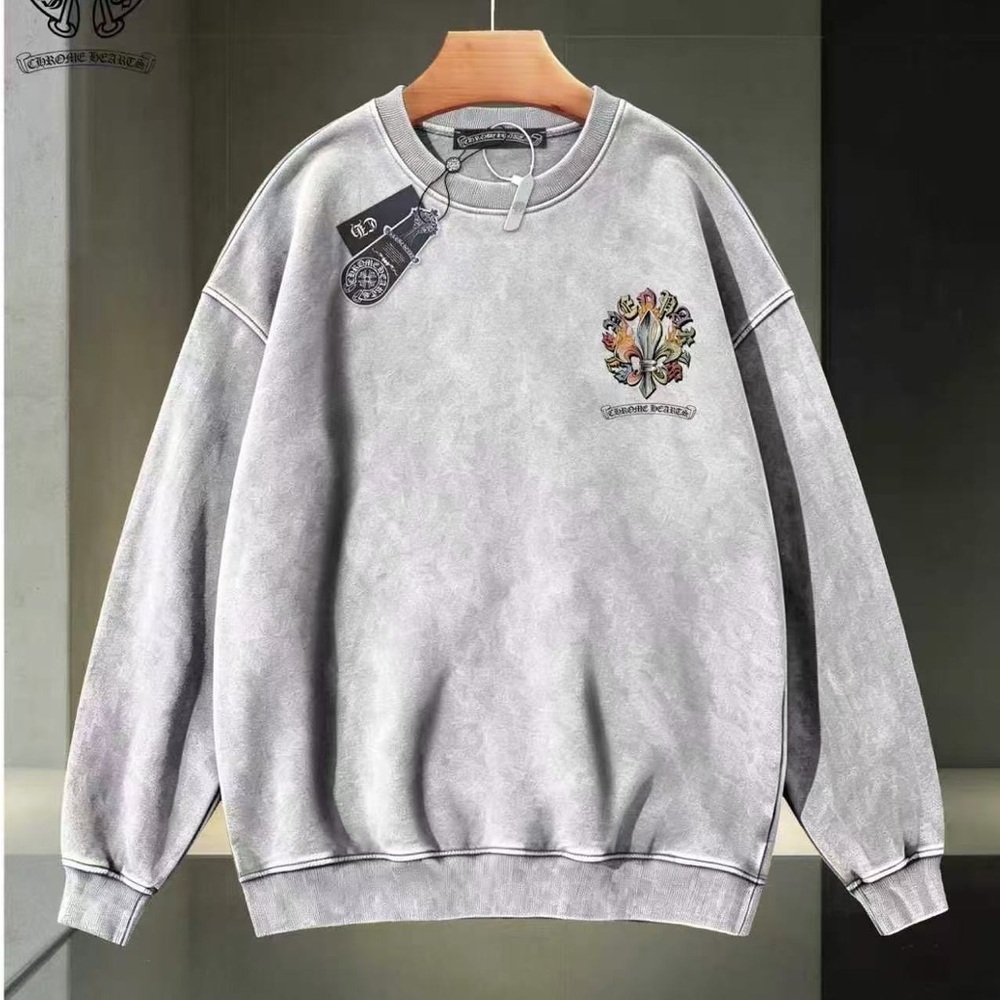 Chrome Hearts Fleur-de-lis Vintage Wash Crewneck Sweatshirt